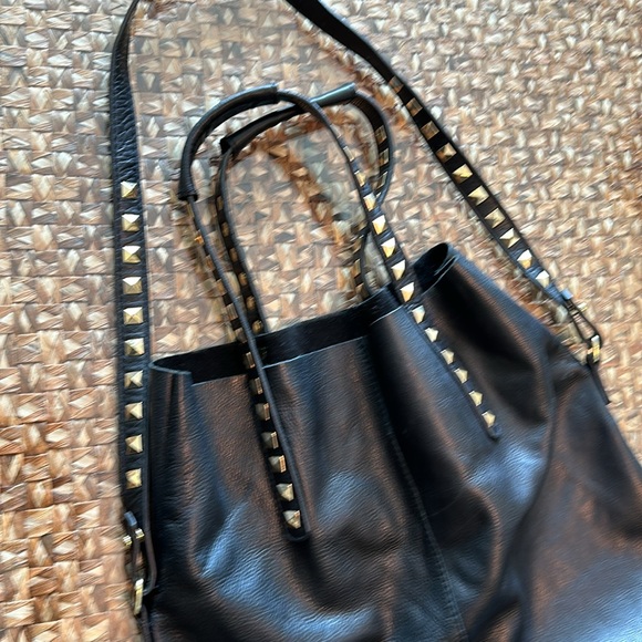 Zara black leather studded tote bag - Picture 7 of 14